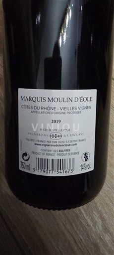 Údolí Rhôny Côtes-du-Rhône Marquis Moulin d'Éole Vieilles Vignes 2019