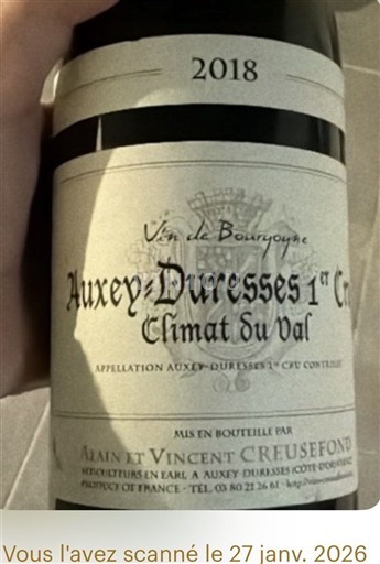 Borgogna Non specificato Premier Cru Alain et Vincent Creusefond Climat du Val 2018