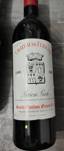 Bordeaux Saint-Émilion Grand Cru Grand Cru Château Ferrand 1986