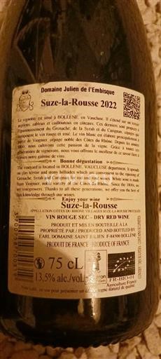 Rhône-dalen Côtes-du-Rhône-Villages Domaine Julien de l'Embisque 2022