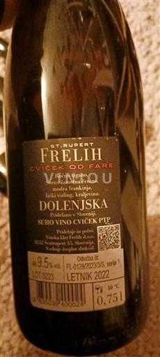 Posavje Dolenjska St. Rupert Frelih Cviček od Fare 2022