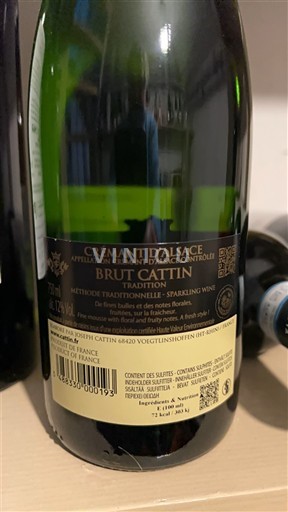 Sparkling Wines Blanc brut Tradition Cattin Non millésimé France Alsace Crémant d'Alsace AOC