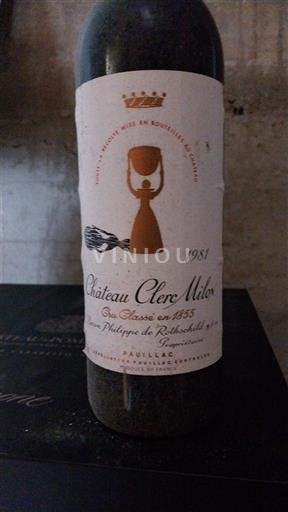 Bordeaux Pauillac Grand Cru Château Clerc Milon 1981