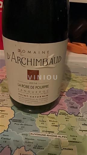 Vinos Rouge sec La Robe de Pourpre Domaine Archimbaud 2016 Francia Languedoc AOC