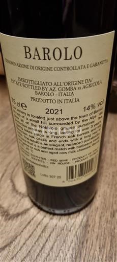 Piedmont Wines Barolo Azienda Agricola Gomba 2021