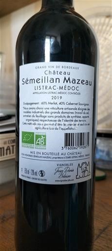 Bordeaux Listrac-Médoc Château Sémeillan Mazeau 2019