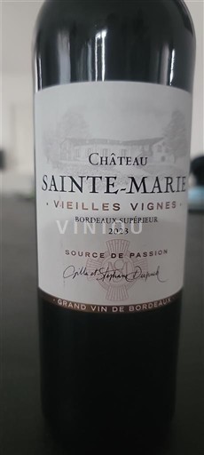 Bordoja Bordeaux Supérieur Château Sainte-Marie Vieilles Vignes 2023