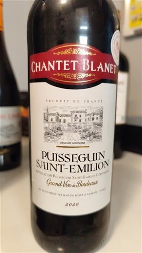 Bordeaux Puisseguin-saint-émilion Chantet Blanet 2020