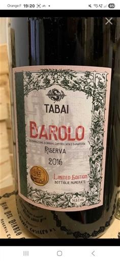 Piedmont Wines Barolo Tabai Riserva Limited Edition 2016