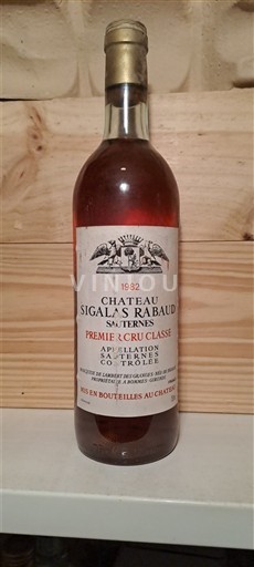 Bordeaux Sauternes Premier Cru Château Sigalas Rabaud 1982
