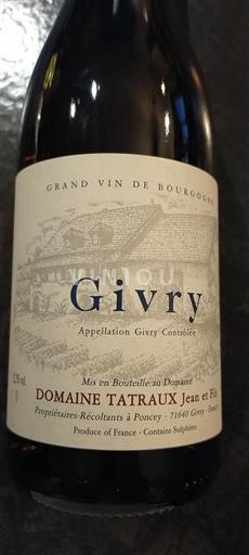 Wines Rouge sec Domaine Tatraux Jean et Fils Non millésimé France Burgundy Givry AOC