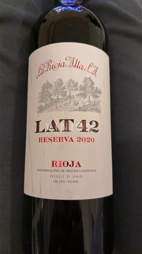 Rioja La Rioja Alta SA LAT 42 Reserva 2020
