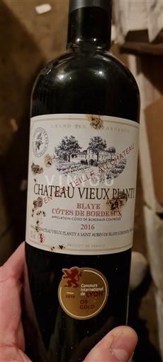Burdeos Côtes-de-Bordeaux Château Vieux Planty Vieilli en Château 2016