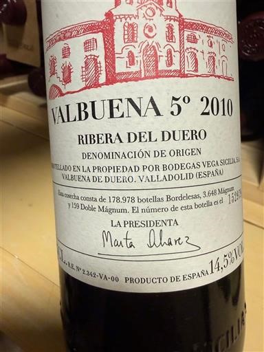 Кастилія і Леон Рибера-дель-Дуеро Bodegas Vega Sicilia Valbuena 5° 2018
