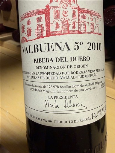 Кастилія і Леон Рибера-дель-Дуеро Bodegas Vega Sicilia Valbuena 5º 2012