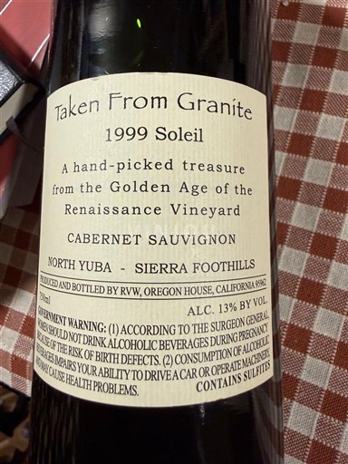 Kalifornialaiset AVA:t North Yuba Renaissance Vineyard Soleil 1999