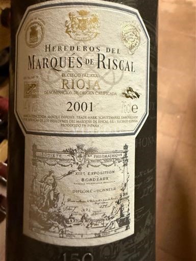 Rioja Marqués de Riscal 2001