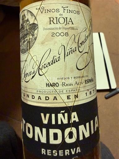 La Rioja Rioja López de Heredia Viña Tondonia Reserva 2008