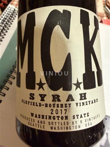 AVA de la Costa Este No especificado K Vintners M.C.K. Syrah Oldfield-Boushey Vineyard 2017