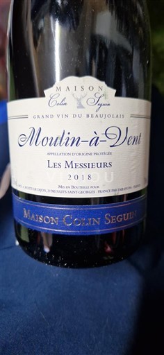 Viner Rouge sec Les Messieurs Maison Coeur Seguin 2018 Frankrike Beaujolais Moulin-à-vent AOC
