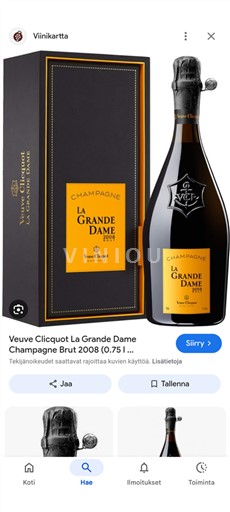 Šumivá vína Blanc brut La Grande Dame Veuve Clicquot 2008 Francie Champagne Šampanské AOC