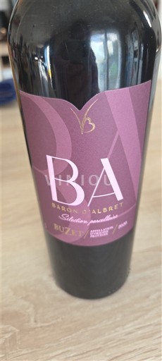 Vina Rouge sec Sélection particulière Baron d'Albret 2020 Francija Jugozahod Buzet AOC