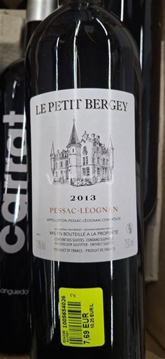 Bordéus Pessac-Léognan La Prospérité Le Petit Bergey 2013