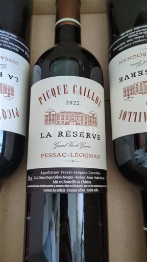 Bordeaux Pessac-Léognan Pique Caillou La Réserve 2022