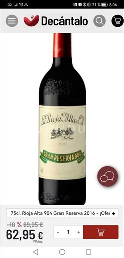 Rioja La Rioja Alta 904 Gran Reserva 2016
