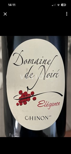 Viinit Rouge sec Élégance Domaine Noiré 2018 Ranska Loiren laakso Chinon AOC