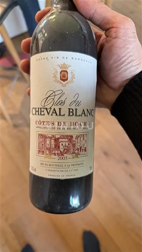 Burdeos Côtes-de-bourg Clos du Cheval Blanc 2003