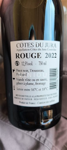 Jura Côtes-du-Jura Vignoble de Vortier 2022