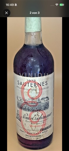 Viner Blanc liquoreux Louis Eschenauer 1972 Frankrike Bordeaux Sauternes AOC