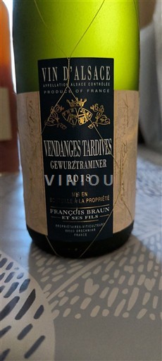 Ельзас Vendanges Tardives François Braun et ses Fils Vendanges Tardives Gewurztraminer 2018