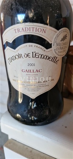 Viner Rouge sec Tradition Manoir de l'Emmeillé 2001 Frankrike Sydväst Gaillac AOC