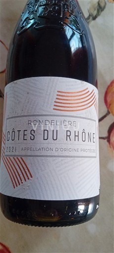 Rượu vang Rouge sec Rondelière 2021 Pháp Thung lũng Rhône Côtes-du-rhône AOC