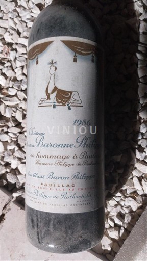 Wines Rouge sec En hommage à Pauline Château Baron Philippe 1986 France Bordeaux Pauillac AOC Grand Cru