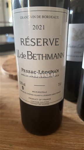 Бордо Пессак-Леоньян Château Olivier Réserve JJ de Bethmann 2021