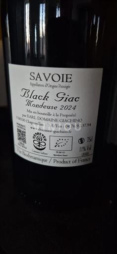Savoie và Bugey Savoie (rượu vang) Domaine Giachino Black Giac 2024