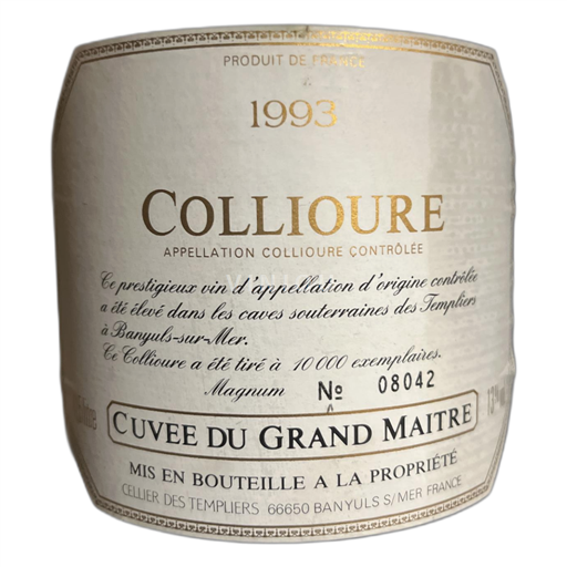 Roussillon Collioure Collier des Templiers Cuvee du Grand Maitre 1993