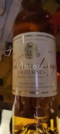 Wines Blanc liquoreux Château Lange 2015 France Bordeaux Sauternes AOC