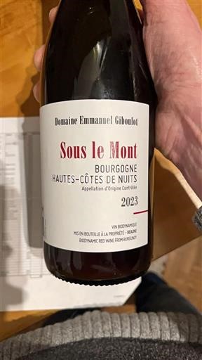 Бургундія Окрестности Нюи Domaine Emmanuel Giboulot Sous le Mont 2023