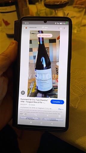 Бургундія Поммар Premier Cru Fougeray de Beauclair Pommard 1er Cru Les Chanlins 1998