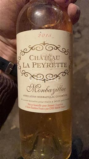Víno Blanc liquoreux Château La Peyrette 2015 Francie Jihozápad Monbazillac AOC