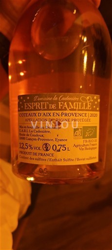 Прованс Кото-д'Екс-ан-Прованс Domaine La Cadenière Esprit de Famille 2020