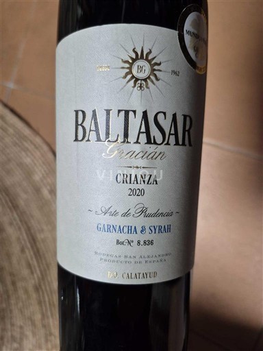 Арагон Калатаюд Baltasar Gracián Crianza 2020