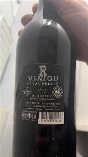 Vinhos Rouge sec Château Les Ricaudelles 2019 França Bordéus AOC