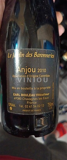 Rượu vang Rouge sec Le Jardin des Baronnerries EARL Bouleau 2010 Pháp Thung lũng sông Loire Anjou AOC