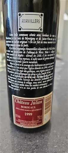 Wines Rouge sec Château Julian 1999 France Bordeaux AOC
