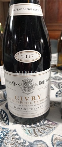 Бургундія Гіврі Premier Cru Domaine Thenard Clos Saint-Pierre Premier Cru 2017